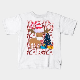 funny christmas reindeer Face Masks Kids T-Shirt